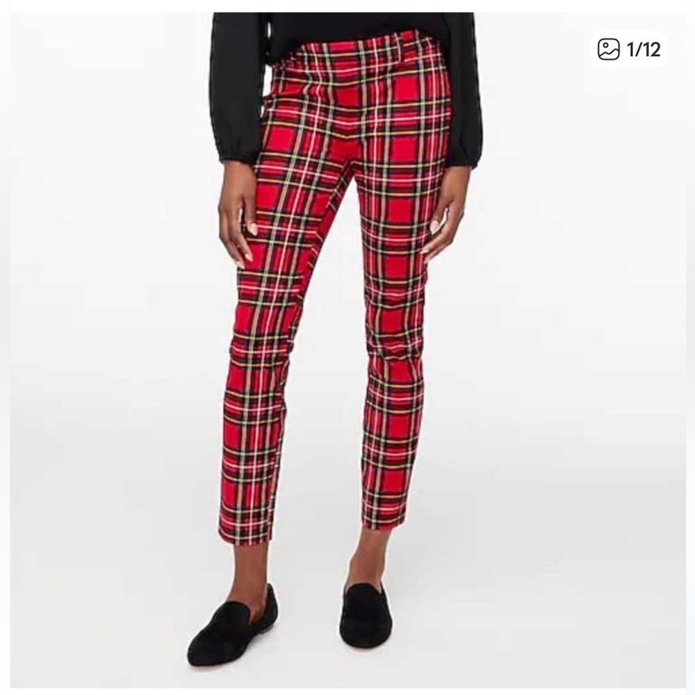 J.Crew - Red Tartan plaid Winnie Pant*Side Zip *NWT *Size 2